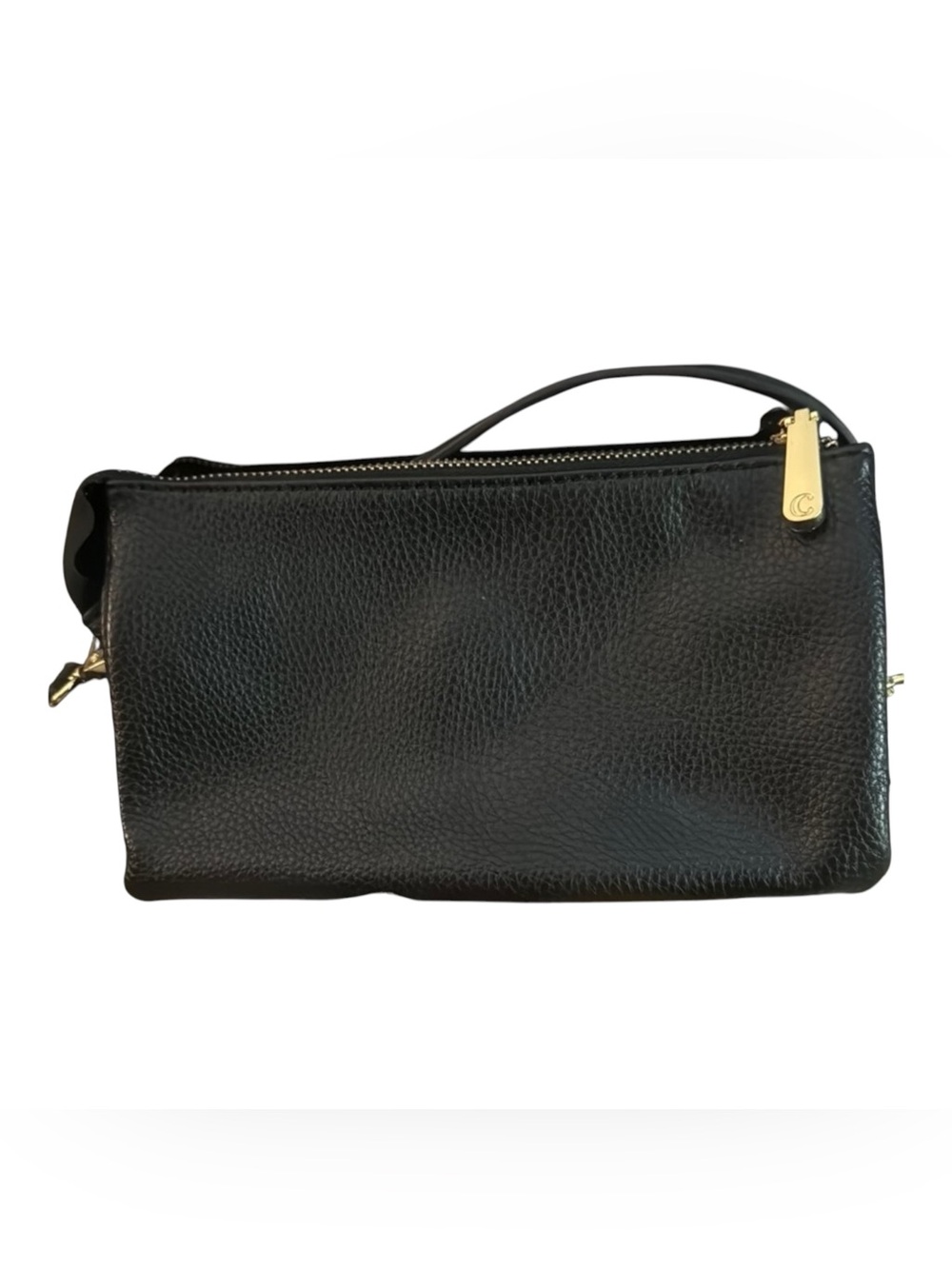 EUC Charming Charlie Black Leather and Gold Shoulder Bag